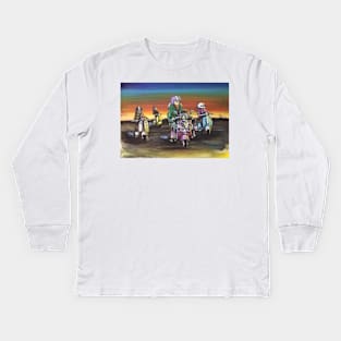 Retro Scooter, Classic Scooter, Scooterist, Scootering, Scooter Rider, Mod Art Kids Long Sleeve T-Shirt